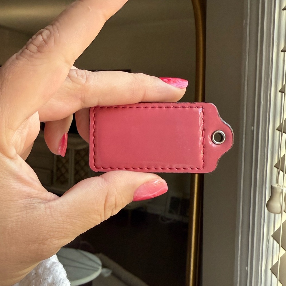 Coach Bright Pink Patent Leather Tag with Silver Grommet - Picture 2 of 2